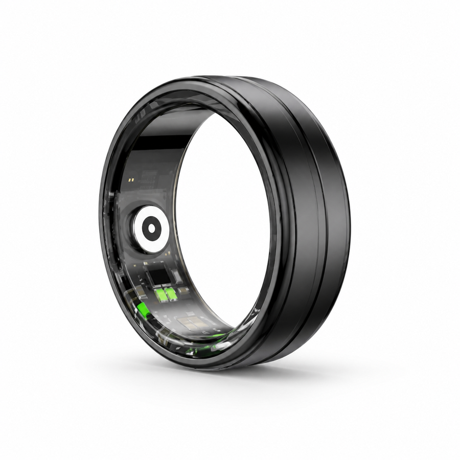 Black R6 Endurance Smart Ring on a clean white background